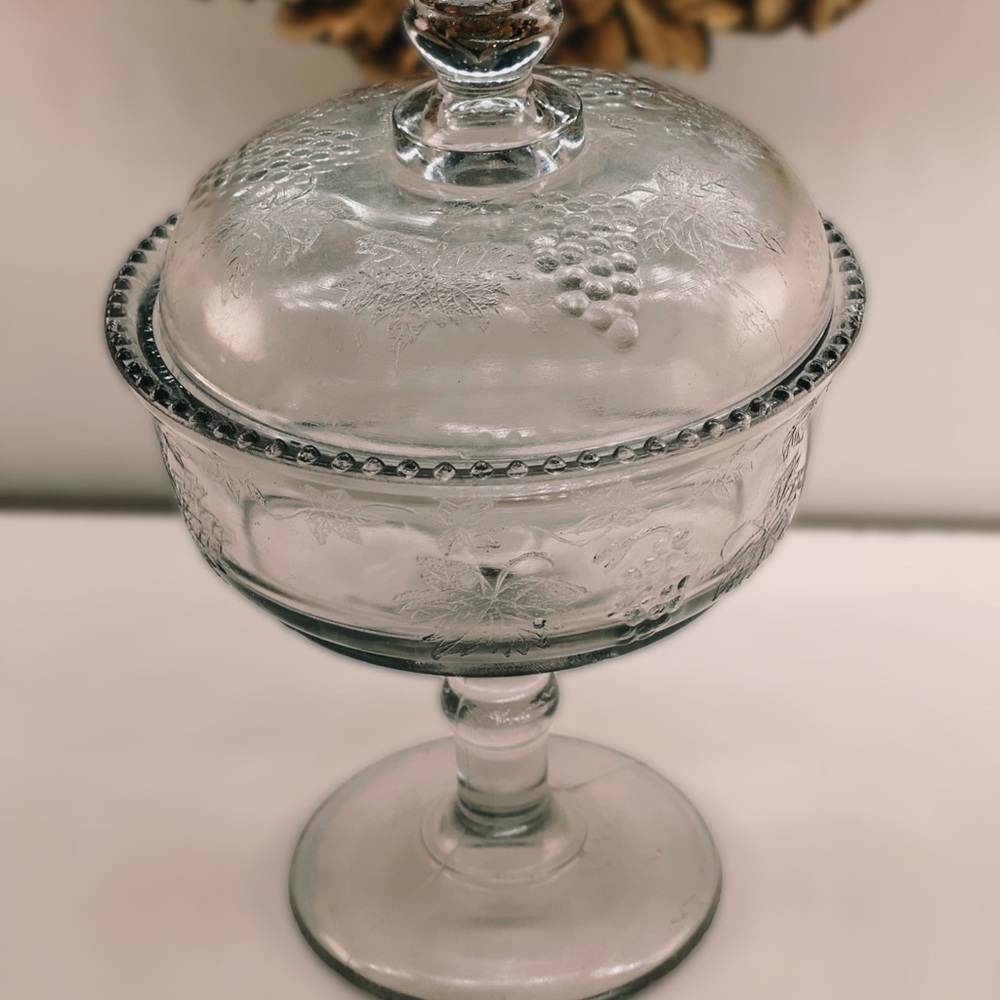 Vintage Glass Compote with Lid